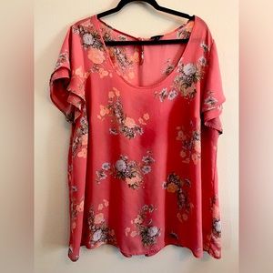 Torrid plus size pink with flowers blouse/ top size 2 (2X)